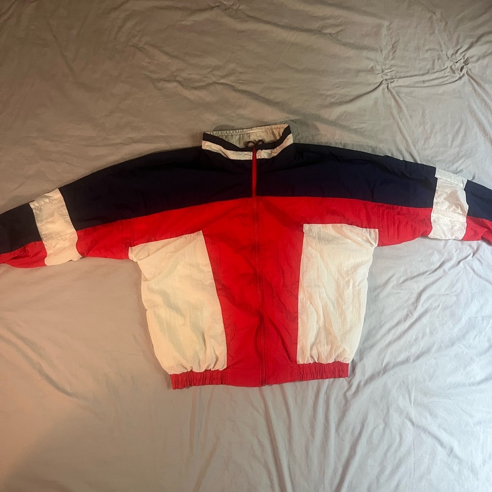 Vintage Red, White and Blue Windbreaker Jacket (XL)